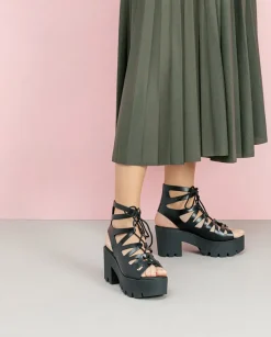 PORRONET Sandalias Tacón|Sandalia Tacón Alto Negro Alana