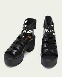 PORRONET Sandalias Tacón|Sandalia Tacón Alto Negro Alana