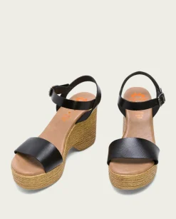 PORRONET Sandalias Cuña|Sandalia Tacón Alto Negro Michele