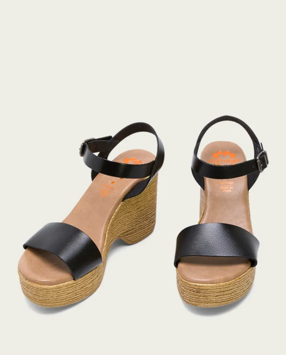 PORRONET Sandalias Cuña|Sandalia Tacón Alto Negro Michele