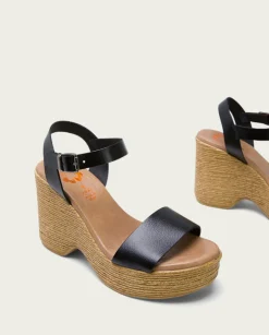 PORRONET Sandalias Cuña|Sandalia Tacón Alto Negro Michele