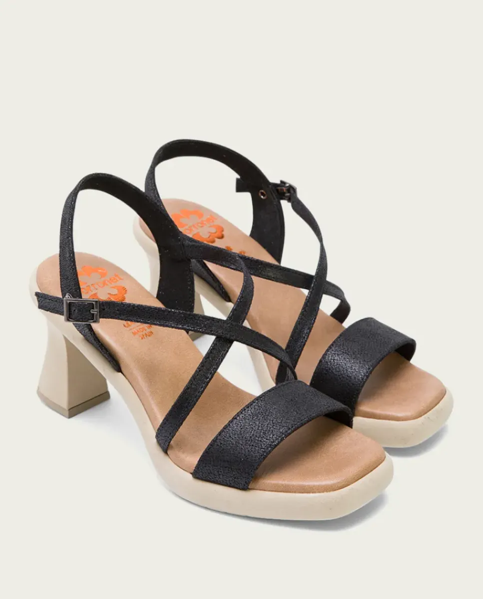 PORRONET Sandalias Tacón|Sandalia Tacón Alto Negro Karen
