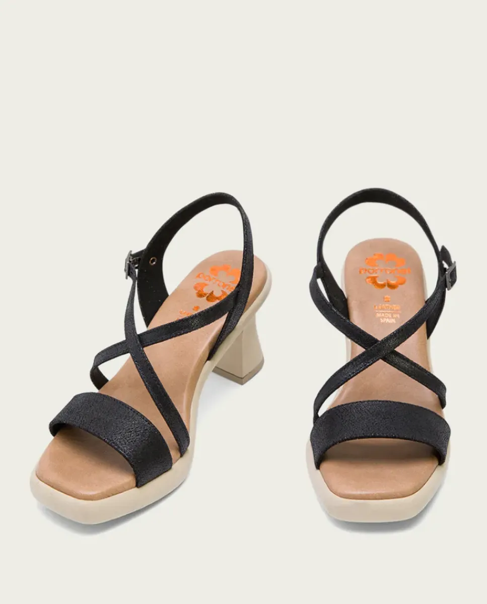 PORRONET Sandalias Tacón|Sandalia Tacón Alto Negro Karen