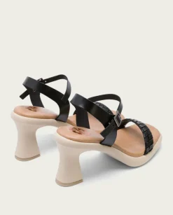 PORRONET Sandalias Tacón|Sandalia Tacón Alto Negro Kali