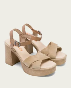 PORRONET Sandalias Tacón|Sandalia Tacón Alto Taupe Arena Alice