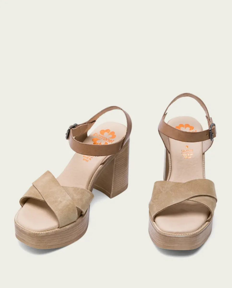 PORRONET Sandalias Tacón|Sandalia Tacón Alto Taupe Arena Alice