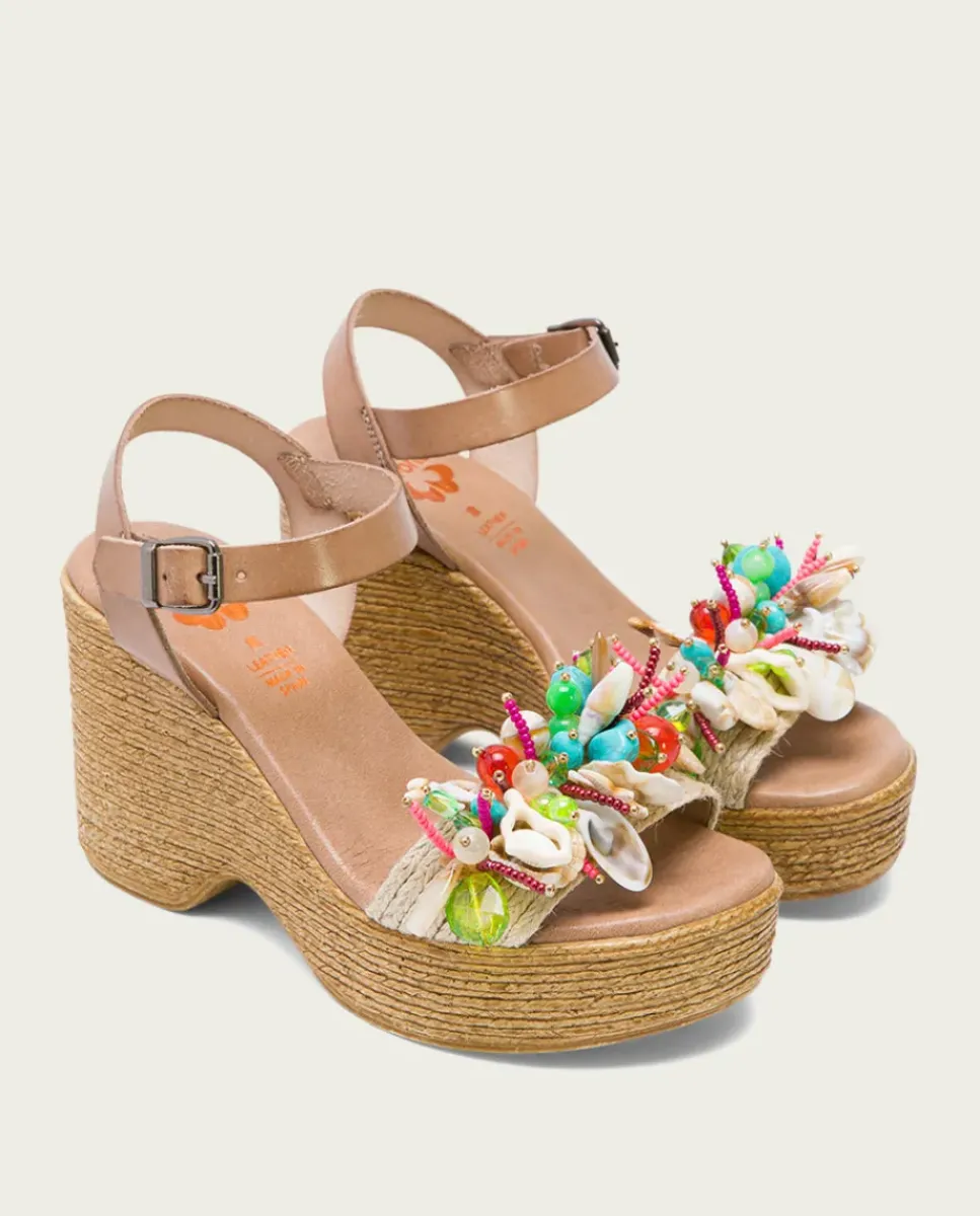 PORRONET Sandalias Cuña|Sandalia Tacón Alto Taupe Mirta