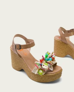 PORRONET Sandalias Cuña|Sandalia Tacón Alto Taupe Mirta