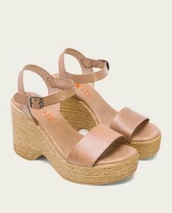 PORRONET Sandalias Cuña|Sandalia Tacón Alto Taupe Michele