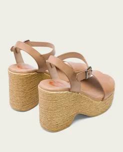 PORRONET Sandalias Cuña|Sandalia Tacón Alto Taupe Michele