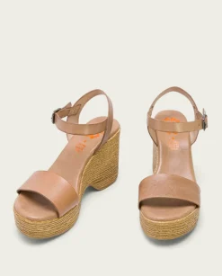 PORRONET Sandalias Cuña|Sandalia Tacón Alto Taupe Michele