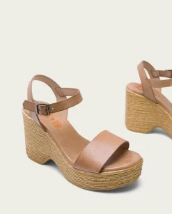 PORRONET Sandalias Cuña|Sandalia Tacón Alto Taupe Michele