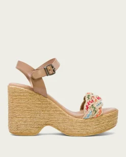 PORRONET Sandalias Cuña|Sandalia Tacón Alto Taupe Mariel