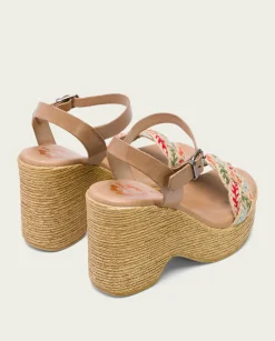 PORRONET Sandalias Cuña|Sandalia Tacón Alto Taupe Mariel