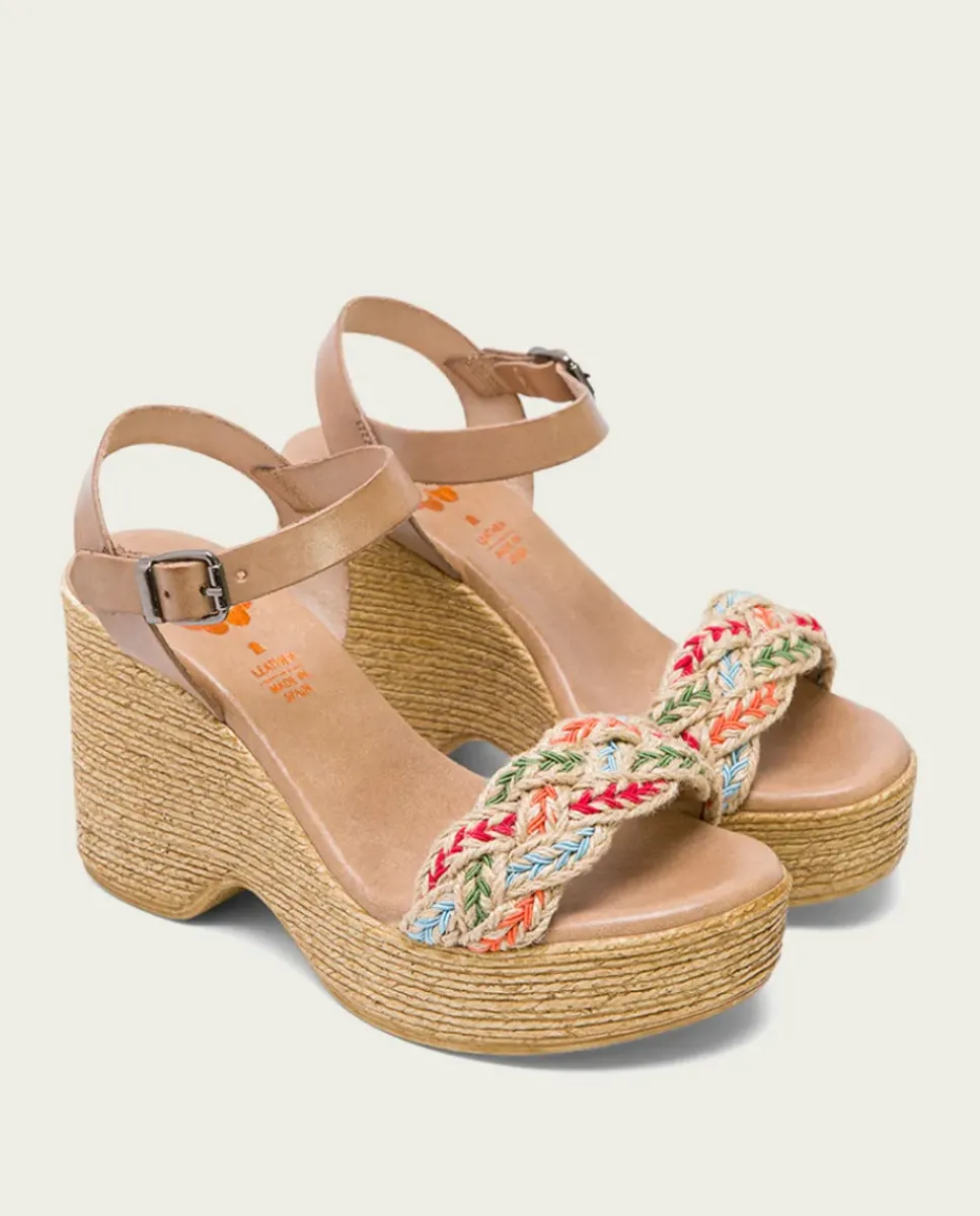 PORRONET Sandalias Cuña|Sandalia Tacón Alto Taupe Mariel