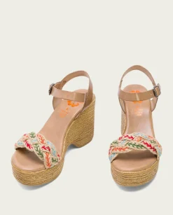 PORRONET Sandalias Cuña|Sandalia Tacón Alto Taupe Mariel