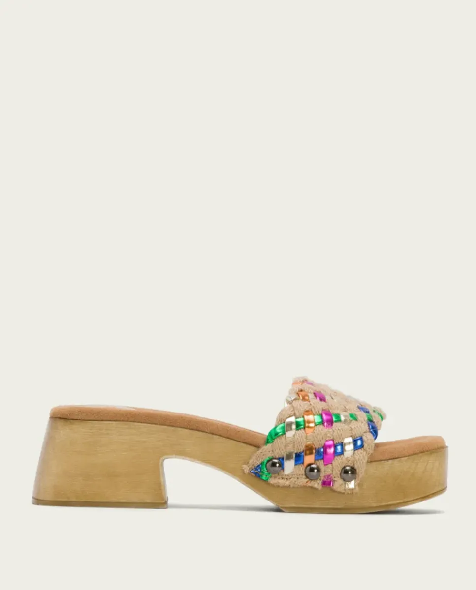 PORRONET Sandalias Tacón|Sandalia Tacón Bajo Multicolor Uma
