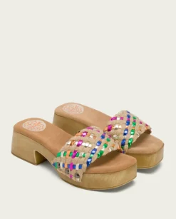 PORRONET Sandalias Tacón|Sandalia Tacón Bajo Multicolor Uma