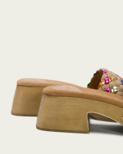 PORRONET Sandalias Tacón|Sandalia Tacón Bajo Multicolor Uma