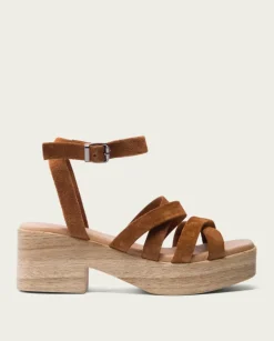 PORRONET Sandalias Tacón|Sandalia Tacón Bajo Piel Cuero Vesta