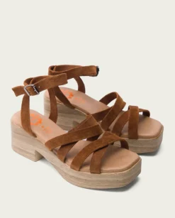 PORRONET Sandalias Tacón|Sandalia Tacón Bajo Piel Cuero Vesta