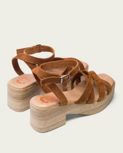 PORRONET Sandalias Tacón|Sandalia Tacón Bajo Piel Cuero Vesta