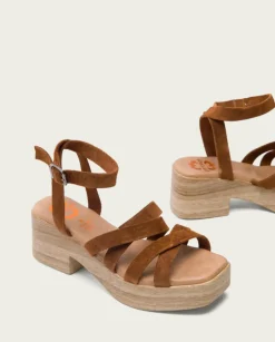 PORRONET Sandalias Tacón|Sandalia Tacón Bajo Piel Cuero Vesta