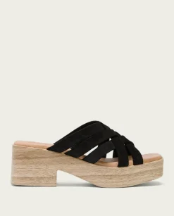 PORRONET Sandalias Tacón|Sandalia Tacón Bajo Piel Negro Vicky