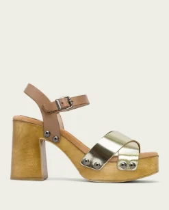 PORRONET Sandalias Tacón|Sandalia Tacón Dorado Vega