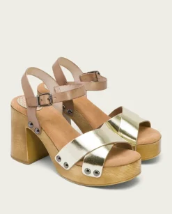 PORRONET Sandalias Tacón|Sandalia Tacón Dorado Vega
