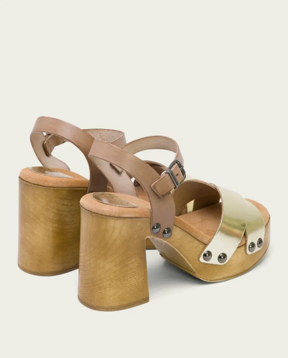 PORRONET Sandalias Tacón|Sandalia Tacón Dorado Vega