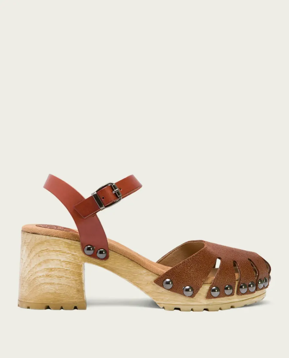 PORRONET Sandalias Tacón|Sandalia Tacón Medio Cuero Sara