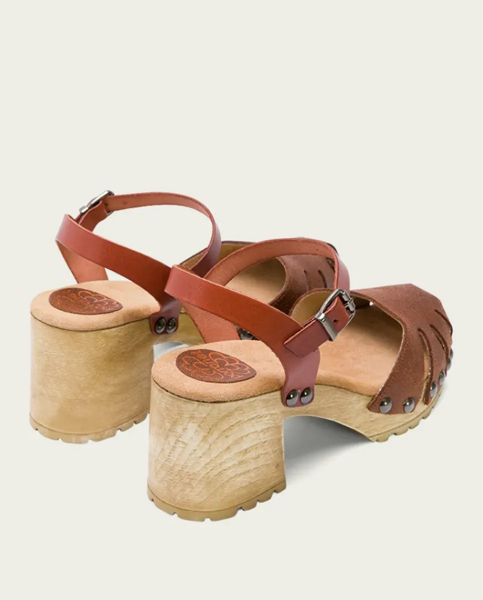 PORRONET Sandalias Tacón|Sandalia Tacón Medio Cuero Sara
