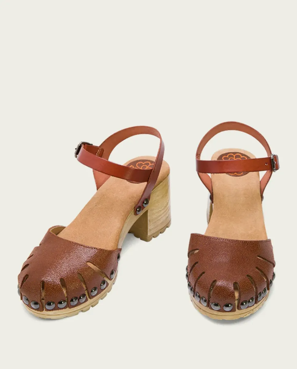 PORRONET Sandalias Tacón|Sandalia Tacón Medio Cuero Sara
