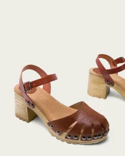 PORRONET Sandalias Tacón|Sandalia Tacón Medio Cuero Sara