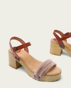 PORRONET Sandalias Tacón|Sandalia Tacón Medio Cuero Rose Serena