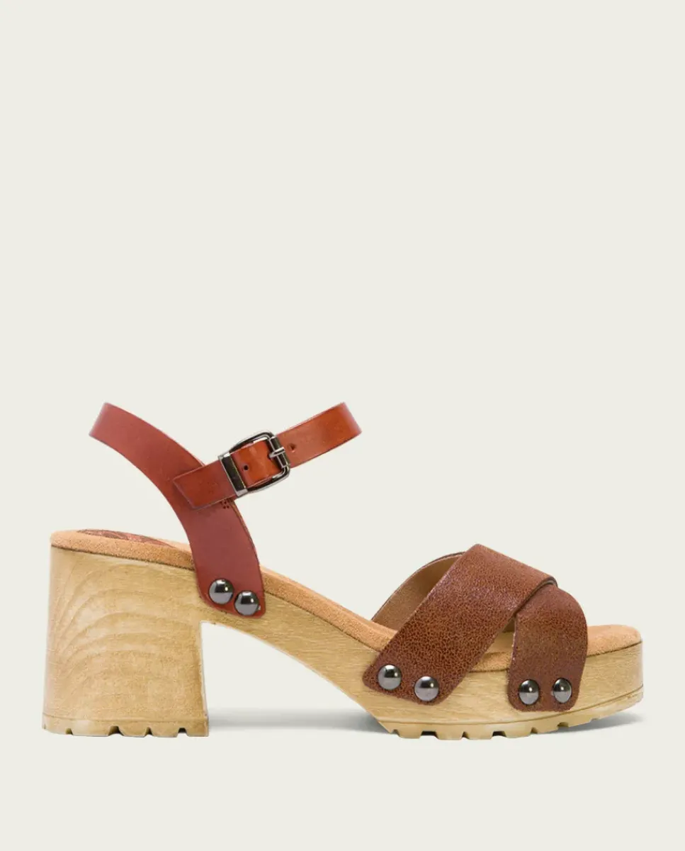 PORRONET Sandalias Tacón|Sandalia Tacón Medio Cuero Salma