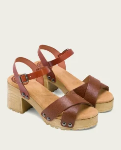 PORRONET Sandalias Tacón|Sandalia Tacón Medio Cuero Salma