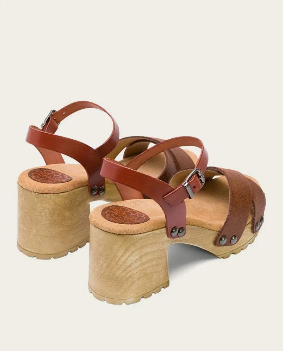 PORRONET Sandalias Tacón|Sandalia Tacón Medio Cuero Salma