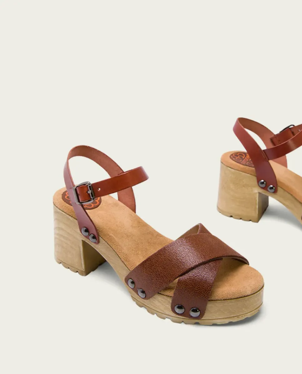 PORRONET Sandalias Tacón|Sandalia Tacón Medio Cuero Salma