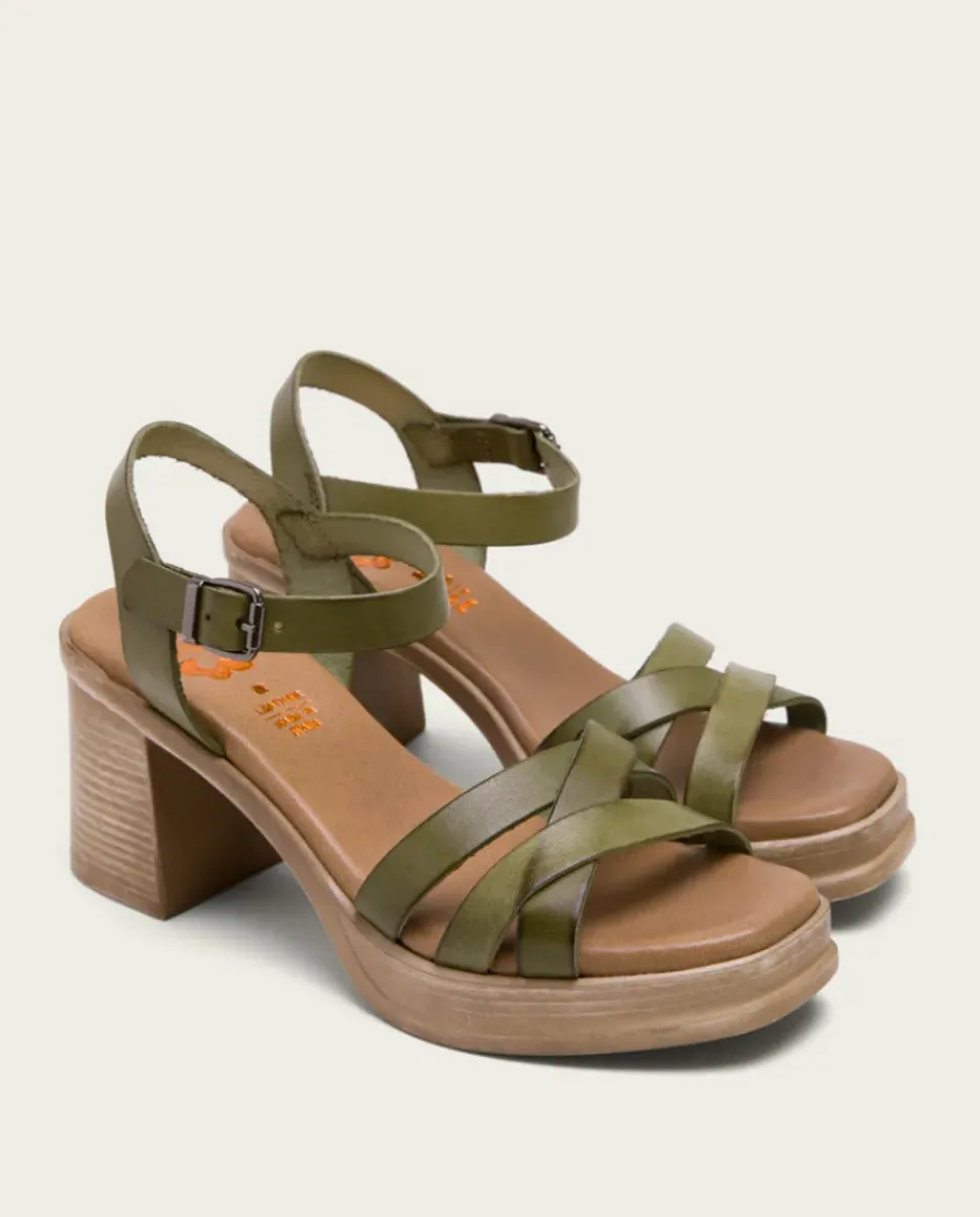 PORRONET Sandalias Tacón|Sandalia Tacón Medio De Piel Cuero Nicole