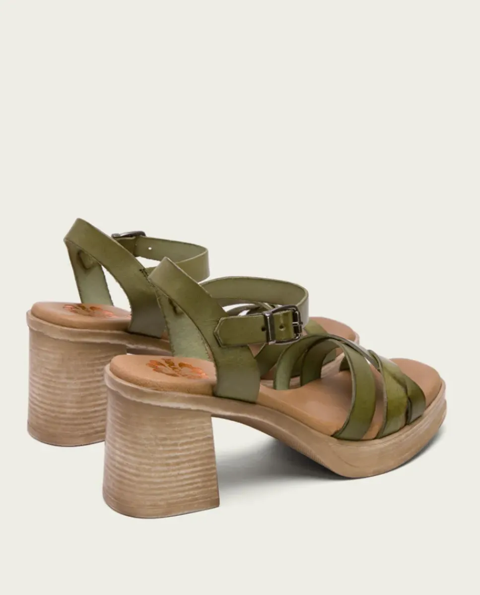 PORRONET Sandalias Tacón|Sandalia Tacón Medio De Piel Cuero Nicole