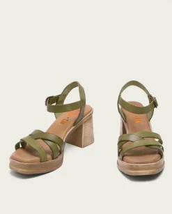 PORRONET Sandalias Tacón|Sandalia Tacón Medio De Piel Cuero Nicole