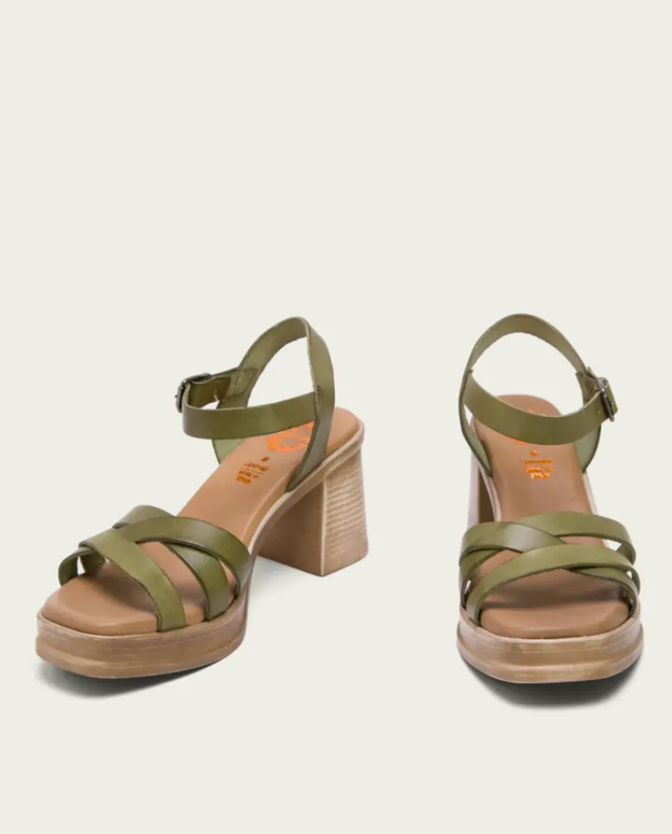 PORRONET Sandalias Tacón|Sandalia Tacón Medio De Piel Cuero Nicole