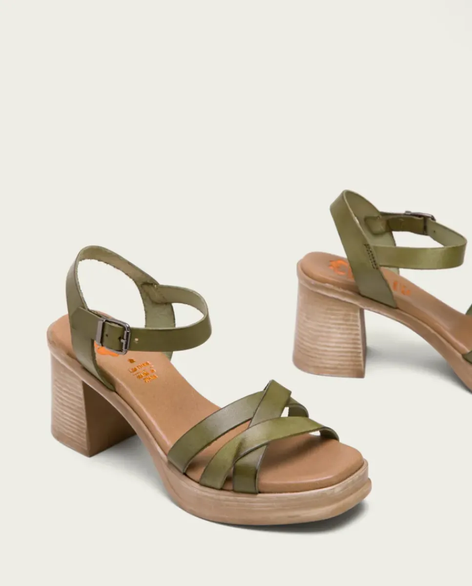 PORRONET Sandalias Tacón|Sandalia Tacón Medio De Piel Cuero Nicole