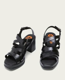 PORRONET Sandalias Tacón|Sandalia Tacón Medio De Piel Negro Nerea