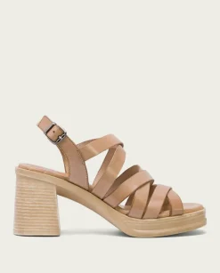 PORRONET Sandalias Tacón|Sandalia Tacón Medio De Piel Taupe Nerea