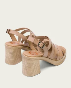 PORRONET Sandalias Tacón|Sandalia Tacón Medio De Piel Taupe Nerea
