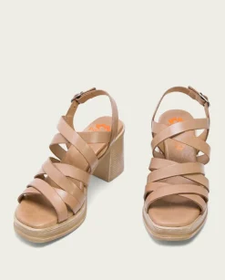 PORRONET Sandalias Tacón|Sandalia Tacón Medio De Piel Taupe Nerea