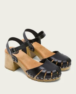 PORRONET Sandalias Tacón|Sandalia Tacón Medio Negra Sara